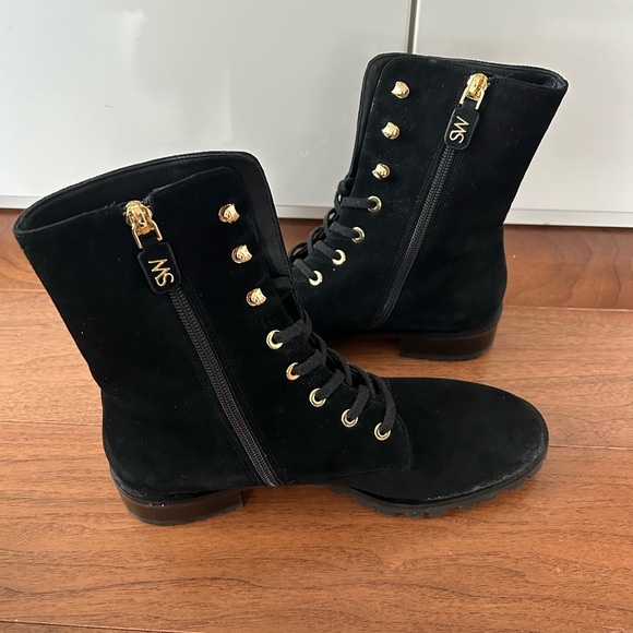 Black Stuart Weitzman suede combat boot - Picture 2 of 7